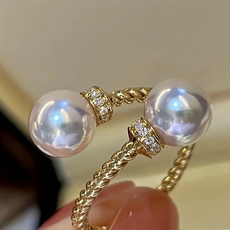 1pc Vintage Wrap Ring Inlaid Artificial Pearl Symbol Of Fashion And Beauty Match Daily Outfits Party Accessory Adjustable Ring