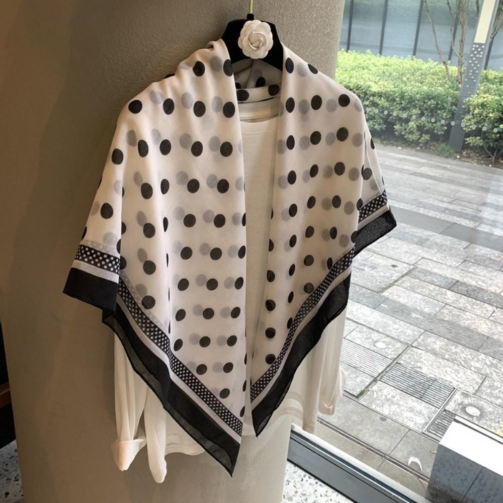 110*110cm Light Thin Square Scarf Polka Dot Silk Headscarf Fashion Beach Headscarf for Women Girls