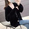 Spring and Autumn New Korean Style Imitation Mink Fleece Knitted Cardigan Jacket Sweater Women's Short Loose Outer Tops Women