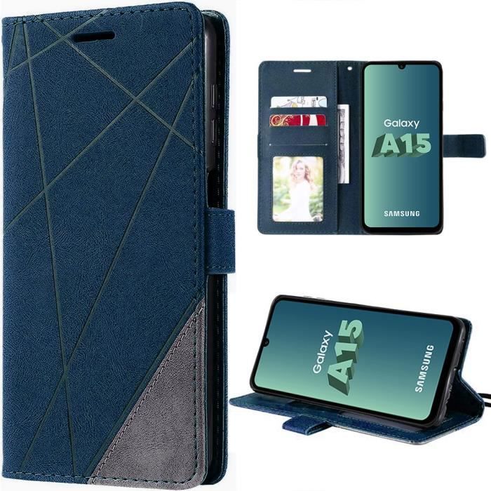 Coque - Samsung - Galaxy A15 - Antichoc - Poche à Cartes - Béquille Réglable