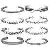 Personality Vintage Feather Thorns Twist Silver Color Open Cuff Bracelet for Men Stainless Steel Adjustable Bangle Gifts
