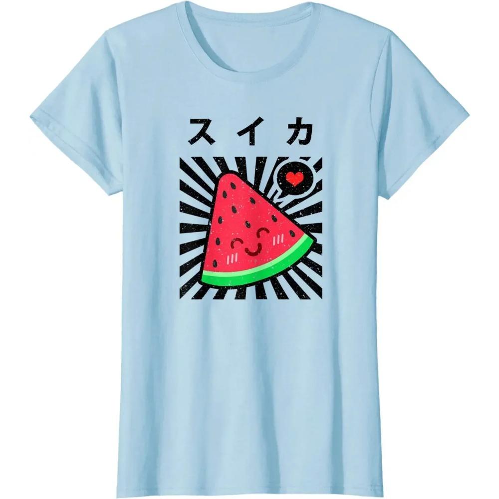 

Арбуз Японский Каваи 90-х Ретро Милый Летний Фруктовый Футболка Повседневный Хлопок На каждый день Четыре Сезона Футболки XXXXXL синий