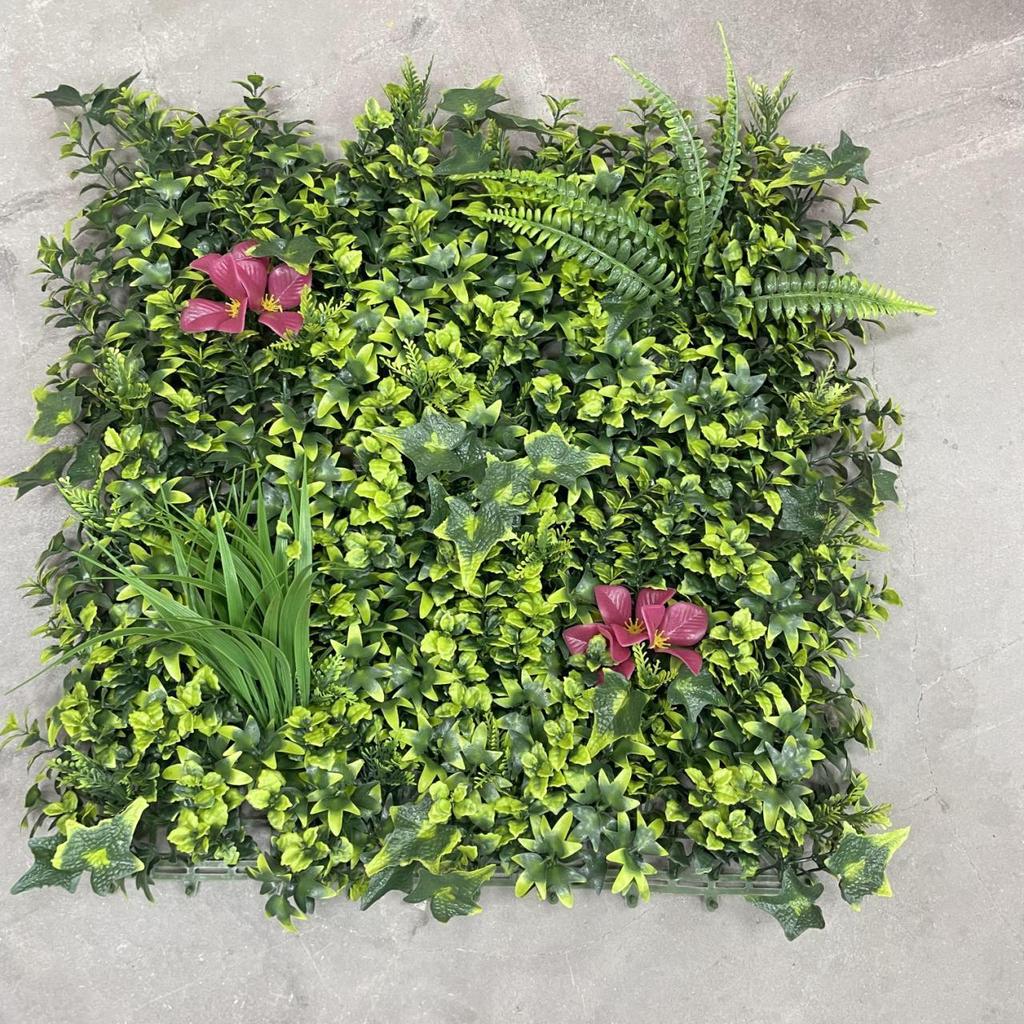 50×50cm Artificial Green Plant Wall - Plastic Vertical Garden, Fake Flower Wall, Synthetic Turf Background