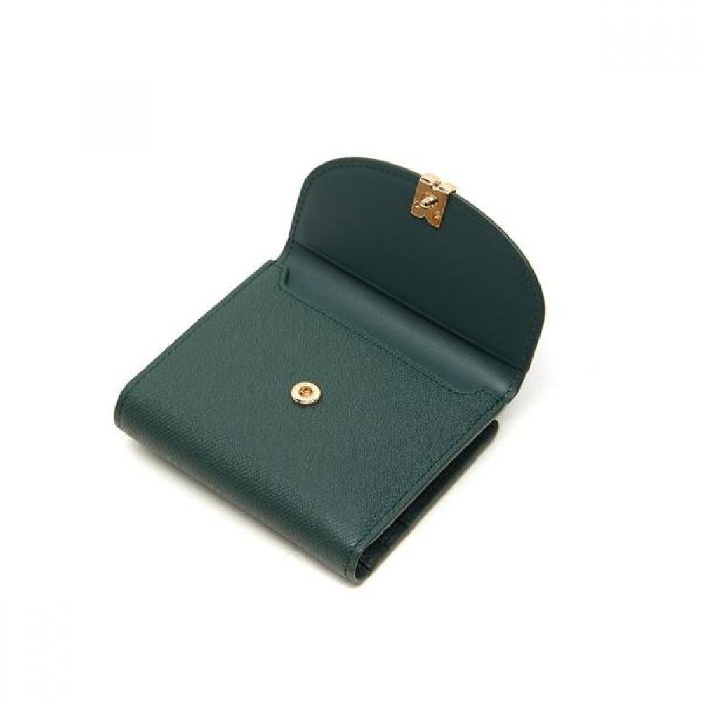 Daks Green Leather Check Flower Decoration Wallet Dcwa2f307e2