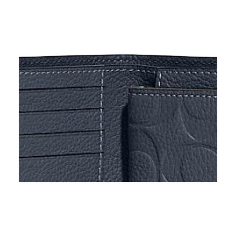 COACH 3 IN 1 Wallet 11 Folding logo embossed cow leather card holder wallet women's dark blue
