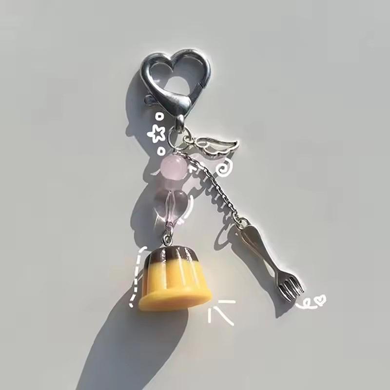 

Cute Pudding Mushroom Chocolate Keychain Pendant Y2K Retro Phone Chain Bag Hanging Decoration For Girls Gift