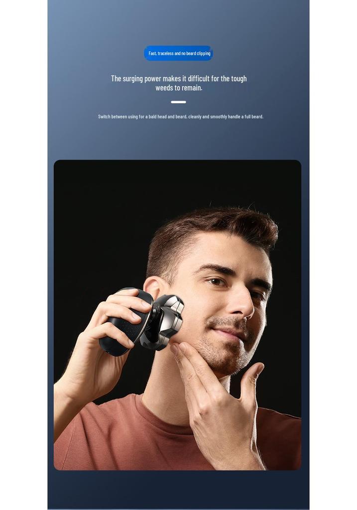 High-Power Waterproof Electric Shaver for Men's Bald Head