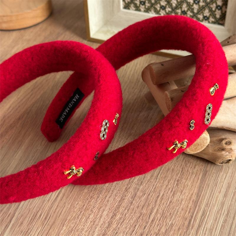 Lucky Red Hairband for Women New Year Aesthetic Headpiece Festive Hair Accessory for Party Gift