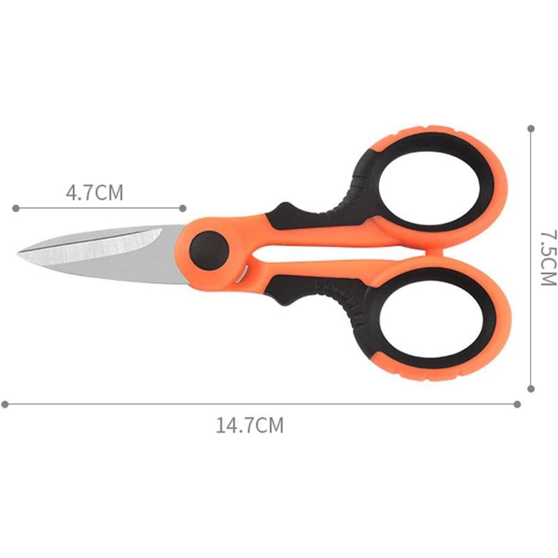 2Pc Stainless Steel Serrated Electrician Shears Multi-Purpose Cutting Fishing Scissors for Cutting Electrical Wire