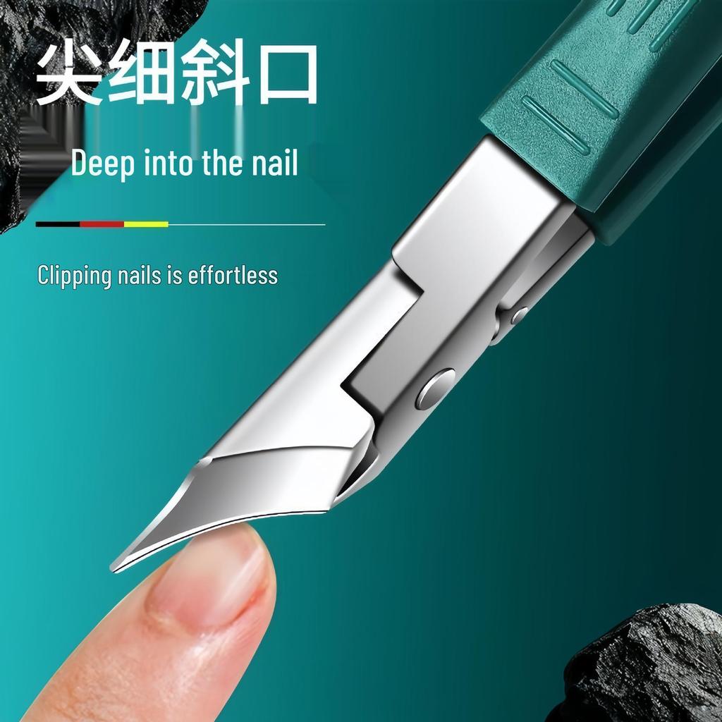 Ultra-Thin Angled Stainless Steel Nail Clippers with Large Opening and Gear Switch for Cuticle Care
