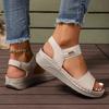 Women's Peep-Toe Casual Sandals With Velcro Strap, Roman Style Outdoor Footwear, Available In Large Sizes.