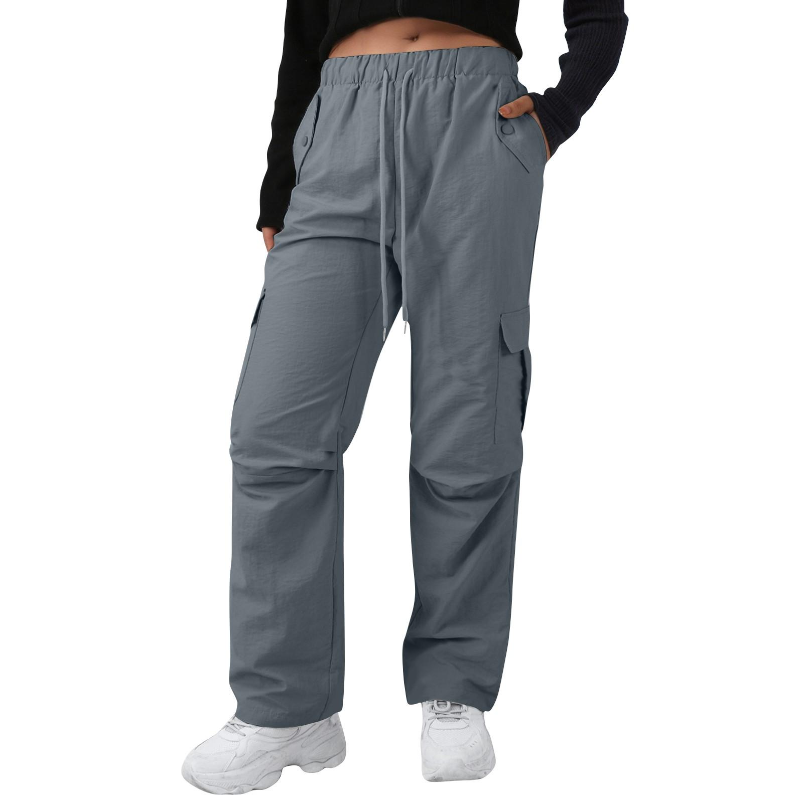 

Женские свободные брюки-карго Спортивные брюки в стиле хип-хоп Свободные повседневные брюки с широкими штанинами на шнуровке M