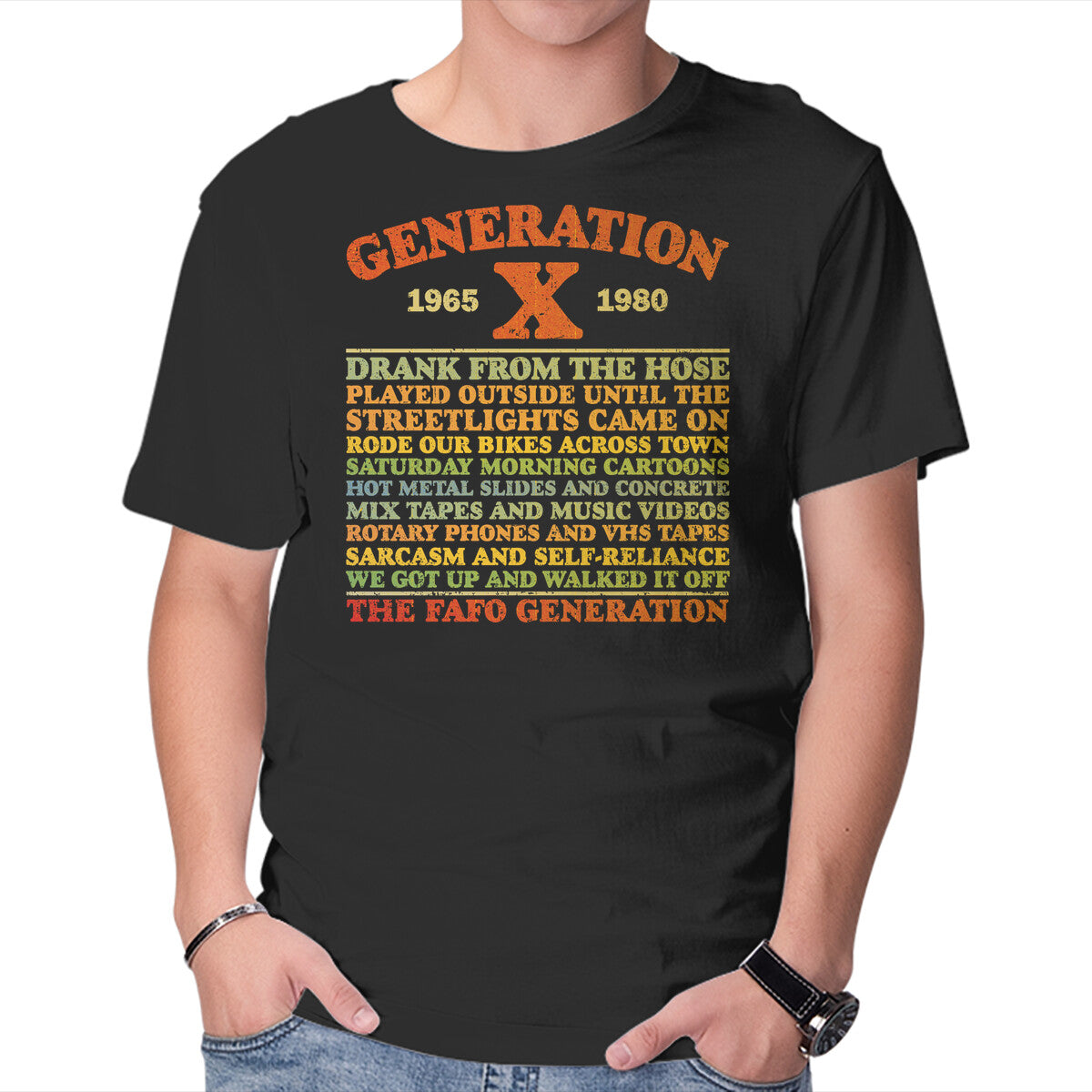 Unisex Crew Neck T-Shirt Gen X Summer Day Graphic Short Sleeve Casual Tee XXXL