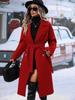 2024 Autumn/Winter Double-Breasted Woolen Tie-Belt Suit Collar Overcoat for Women