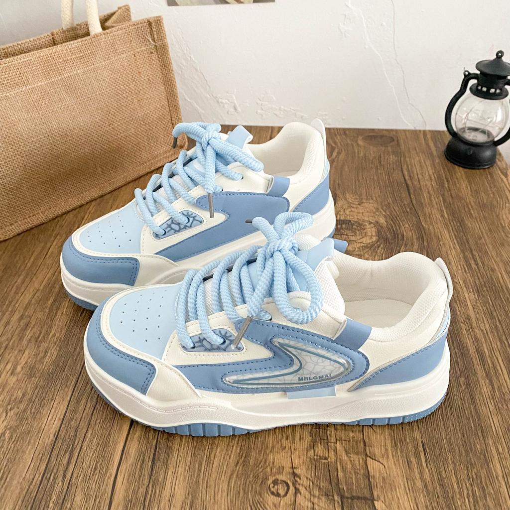 B2202 latex insole/dopamine thick baseplate shoes women's 2025 spring new round head niche bread white shoes