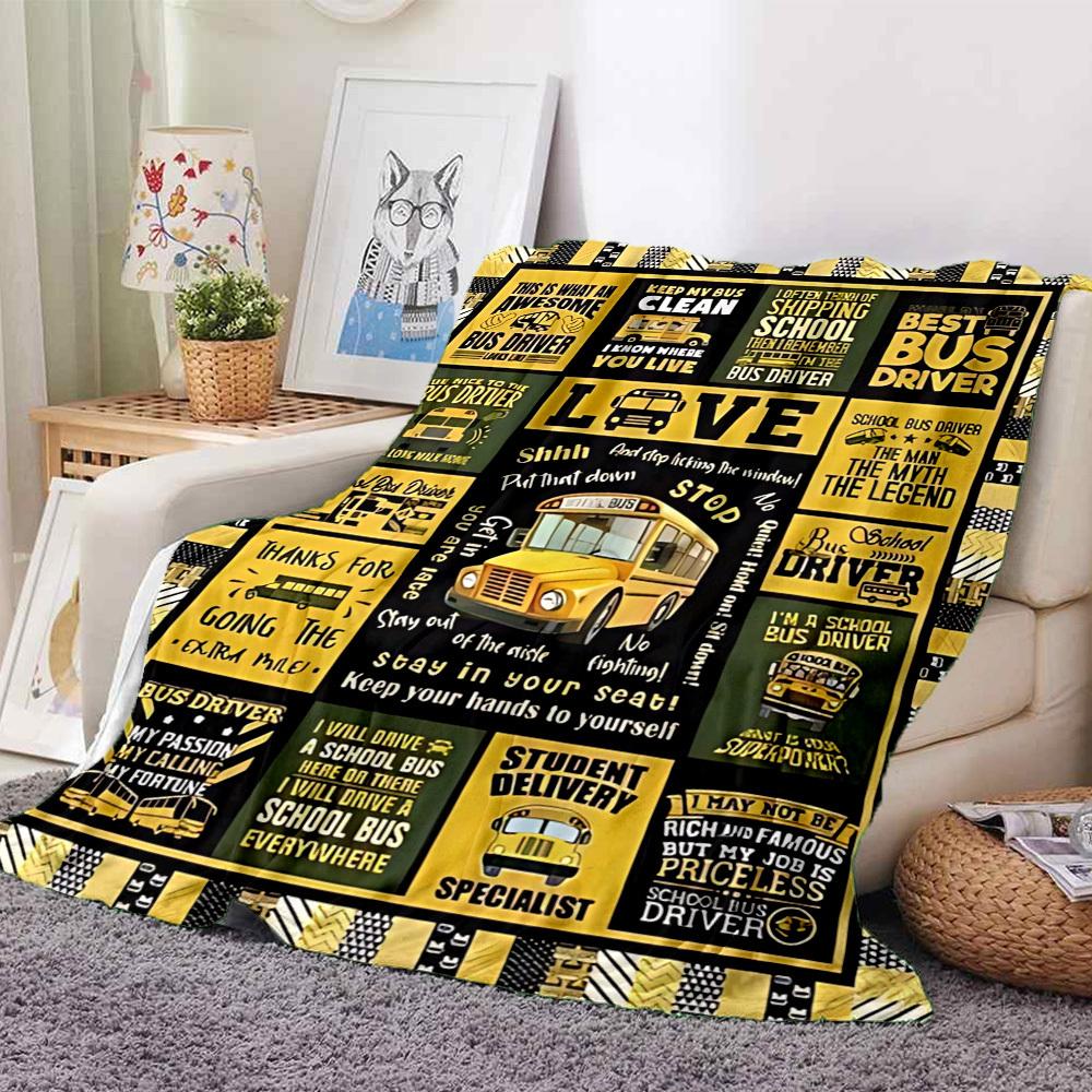1pc bus driver Blanket, Lightweight Flannel Throw For Sofa, Bed, Travel, Camping, Livingroom, Office, Couch, Chair
