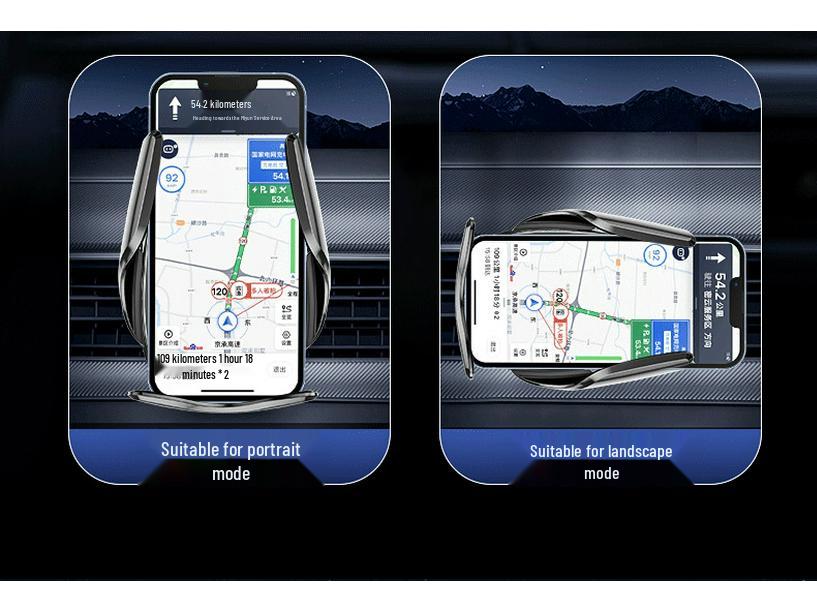 Q95 Wireless Charging Car Phone Holder with Electric Open/Close and Adjustable Horizontal Air Vent Mount.