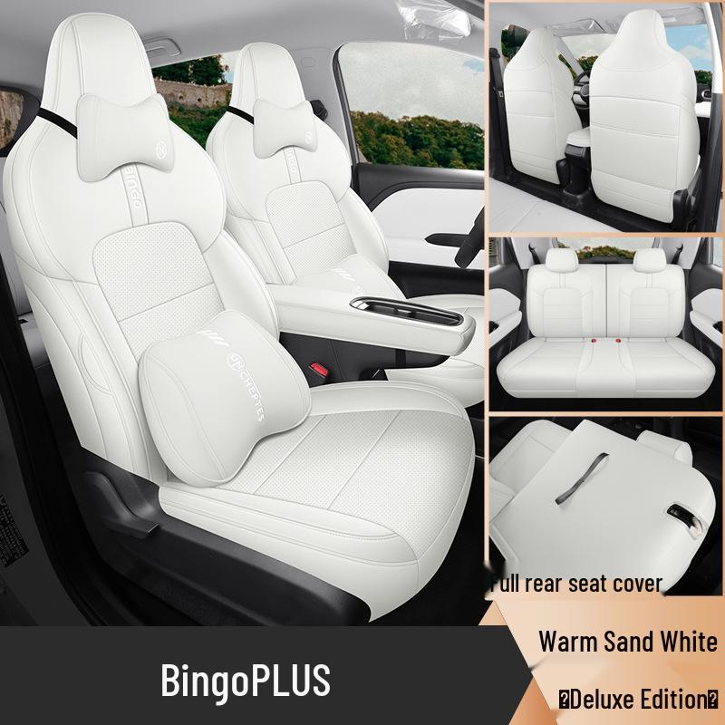 Bingo Plus Universal Full Leather Car Seat Cushion - New Model, 5-Seat, All-Season Compatibility.
