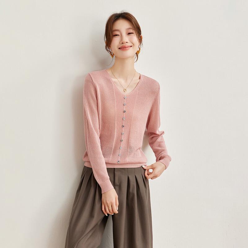 Shexi Women's V-Neck Faux Cardigan Wool Blend Knit Sweater