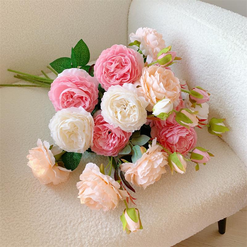 Silk High Quality Artificial Peony Bouquet Fake Flowers for Mother's Day Wedding Home Decor Realistic Floral Birthday Decors