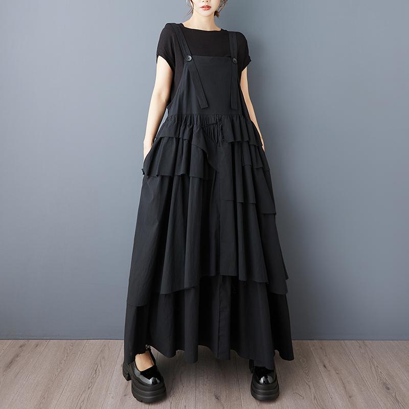 

Без рукавов на бретельках Большие размеры винтажные новые платья для женщин повседневные свободные длинные весенне-летние платья чёрный