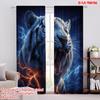 2pcs 2D Flat Printing Drapes White Tiger Fire Lightning Digital Printed Polyester Drapes Seasonal Party & Holiday Decor Use for