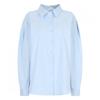 Shop Women Collar Neck Daily Loose Fit Long Sleeve Cotton Shirt Sky Blue Naru