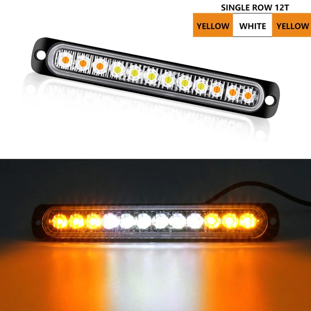 12 Led Strobe Warning Light Cheap Strobe Grille Flashing Lightbar Truck Car Beacon Lamp Amber Traffic Light 12V 24V Car Light