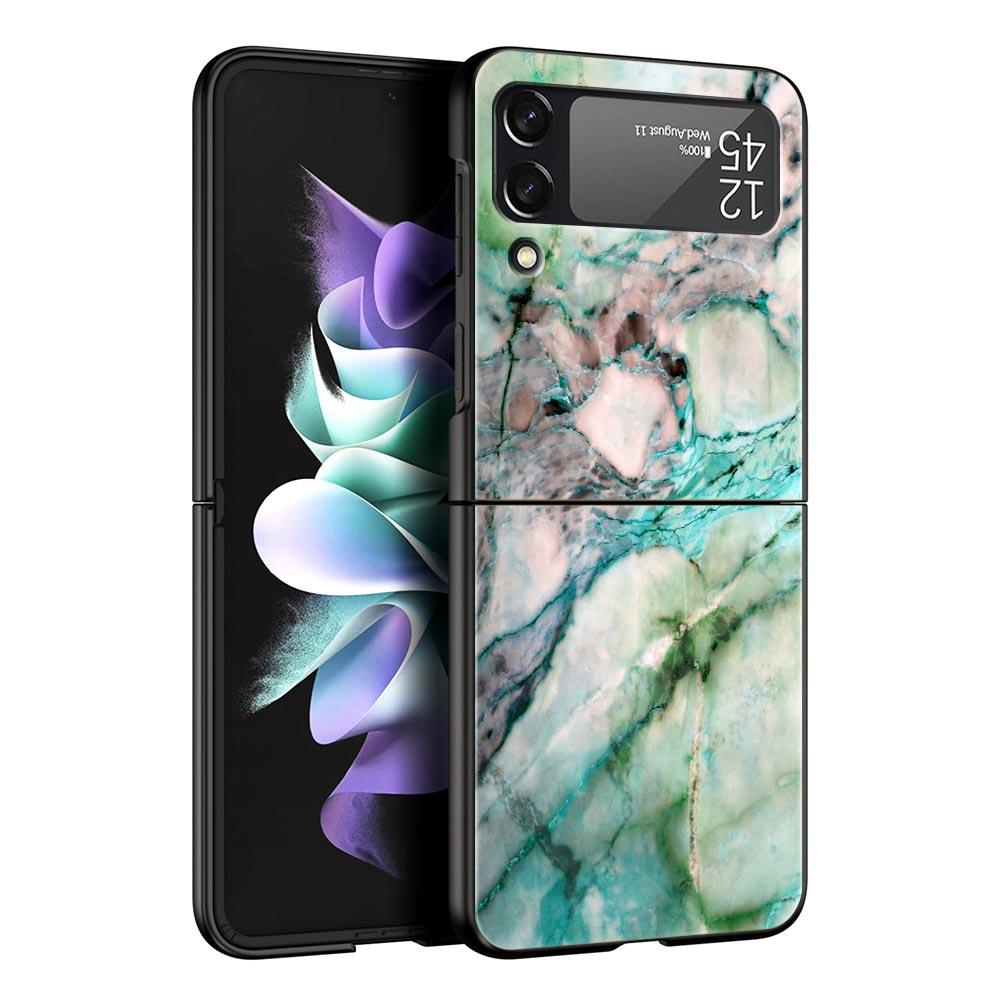 Marble Fashion Phone Case For Samsung Galaxy Z Flip3 Flip4 Flip5 Case Shell For Z Flip 3 4 5 6 7 Hard Folding Cover