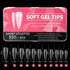 550pcs Seamless Frosted Nail Tips: Water Drop, Trapezoid, Oval Almond Shapes with Foldable White Box