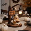 Halloween Table Centerpiece Gothic Witch Lantern Resin Tabletop Decor with Warm Glow Spooky Home Light for Shelf Desk Party Haunted House Ambiance