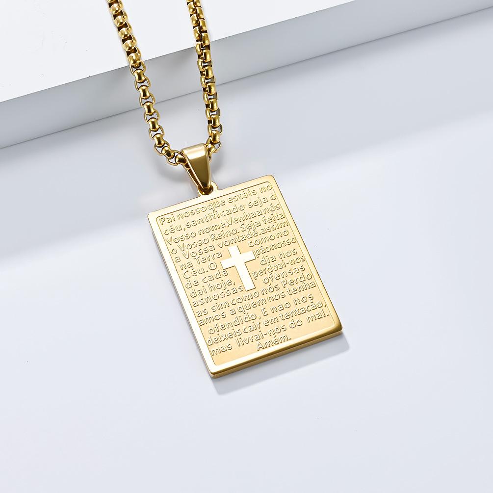 Vânzare Colier din Oțel Titan cu Text de Rugăciune În Europa și America Simplu și Personalizat pentru Cupluri Pandantiv din Oțel Inoxidabil Accesoriu la Modă