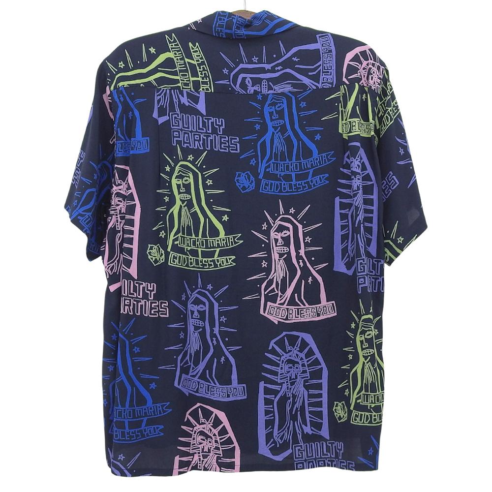 WACKO MARIA Men's Navy Rayon Paint Short-sleeved Open-collar Shirt, Size M Tops M NavyUsed