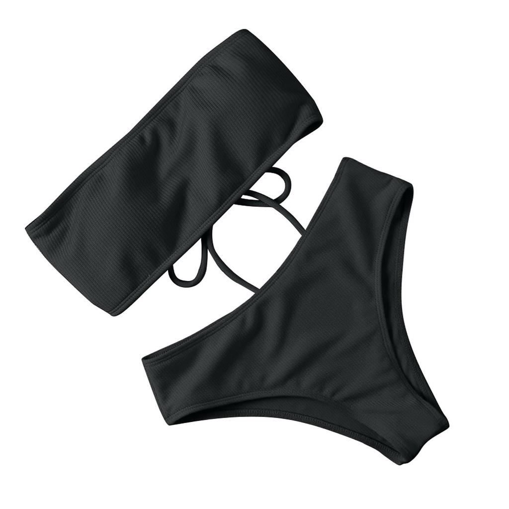 Damen Zweiteiliger Mode Bandeau Bikini Mit Gepolsterten Cups Und Ohne Bügel Badeanzug