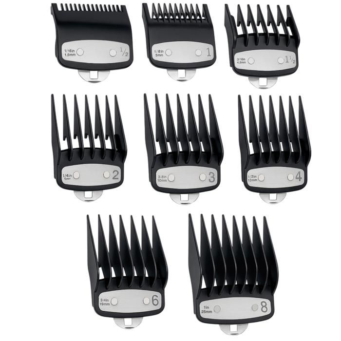 Peignes pour sabot - PHONILLICO - Compatible Tondeuse Wahl - 8 Longueurs de Coupe - Noir - Mixte