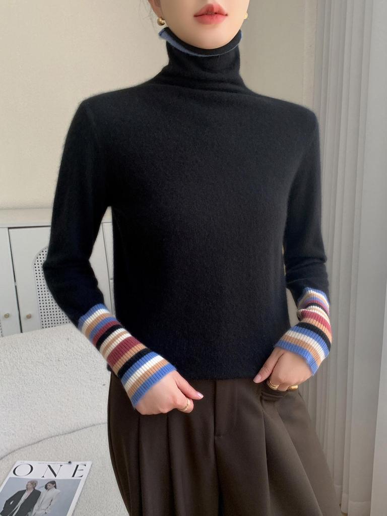 Heavyweight Cashmere Slim Fit Turtleneck Knit Top for Autumn/Winter