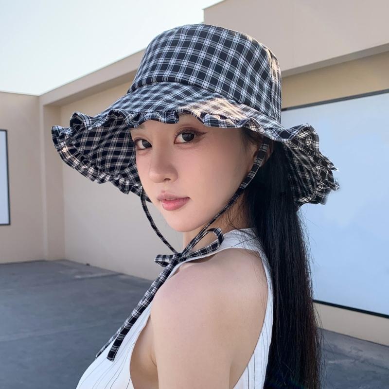 Stylish Unisex Wide Brims Sun Hat With Classical Checkered Pattern Fisherman Hat For Outdoor Activity And Daily Wear