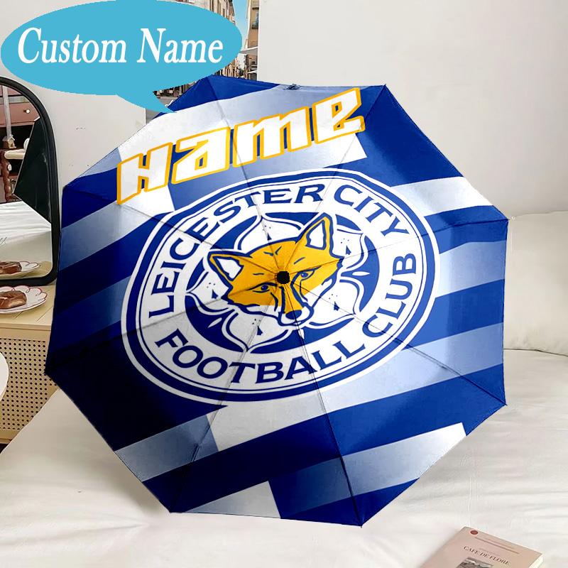 Custom Name Umbrella Leicester Football Club Umbrella 8-Frame for Travel, Camping, Casual Lightweight Portable, Essential for Family Gifts