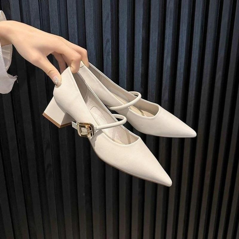 Fashion Ladies Pumps Square Heels Pointed Toe with Medium Women's Shoes on Promotion Casual Non Slip Young Vacation Shoe Wholesale Y2k