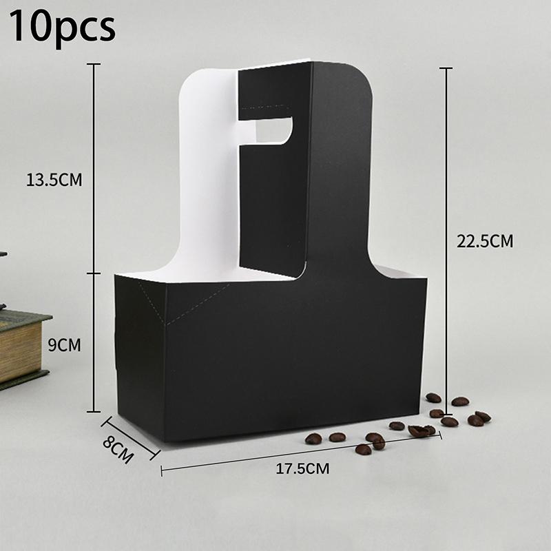 10Pcs Kraft Paper Drink Carrier with Handle 1/2/4Cup Capacity Coffee Cup Holder for Hot Or Cold Drinks Takeout Suitable for Cafe