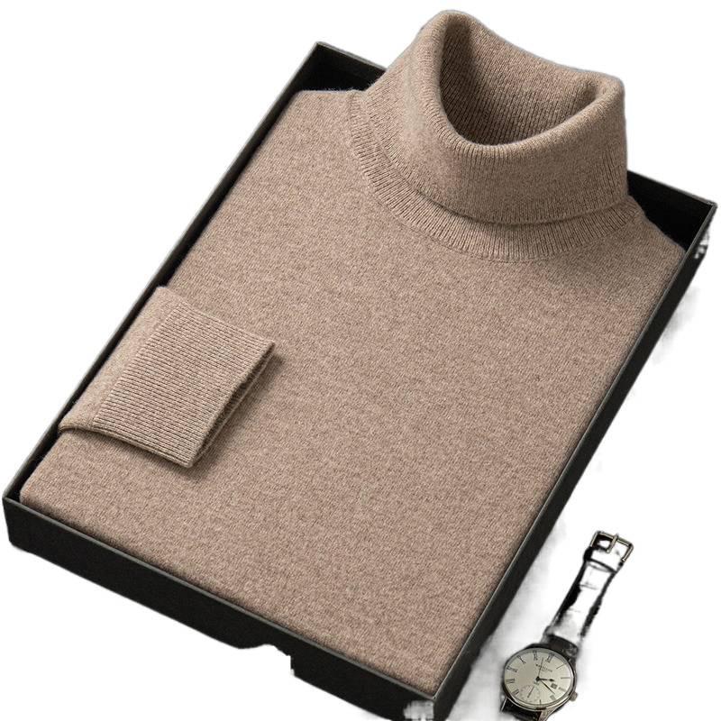 Men's High Neck Knit Sweater - Warm & Versatile Long Sleeve for Autumn/Winter