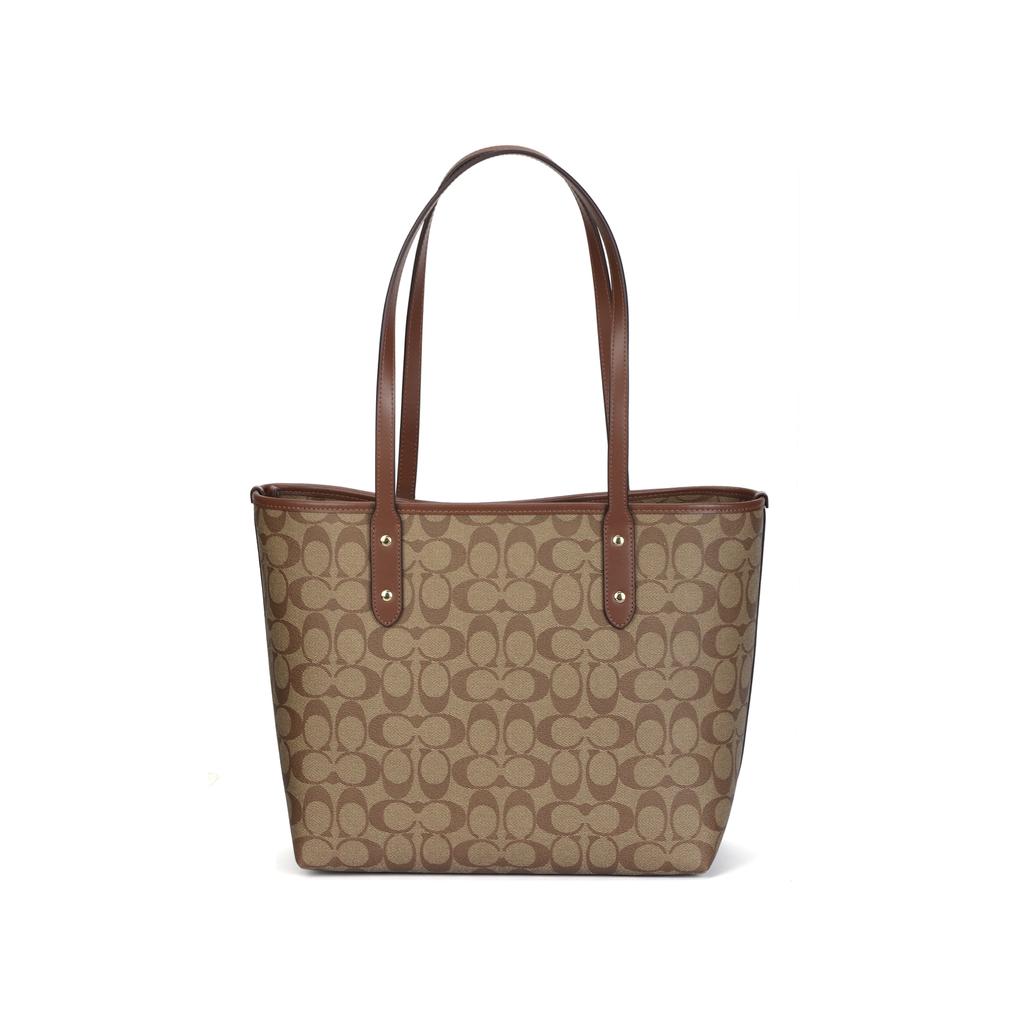 Coach City Zip Tote 30 Classic Monogram Tote Shopping Bag Women tote Khaki 58292-IME74