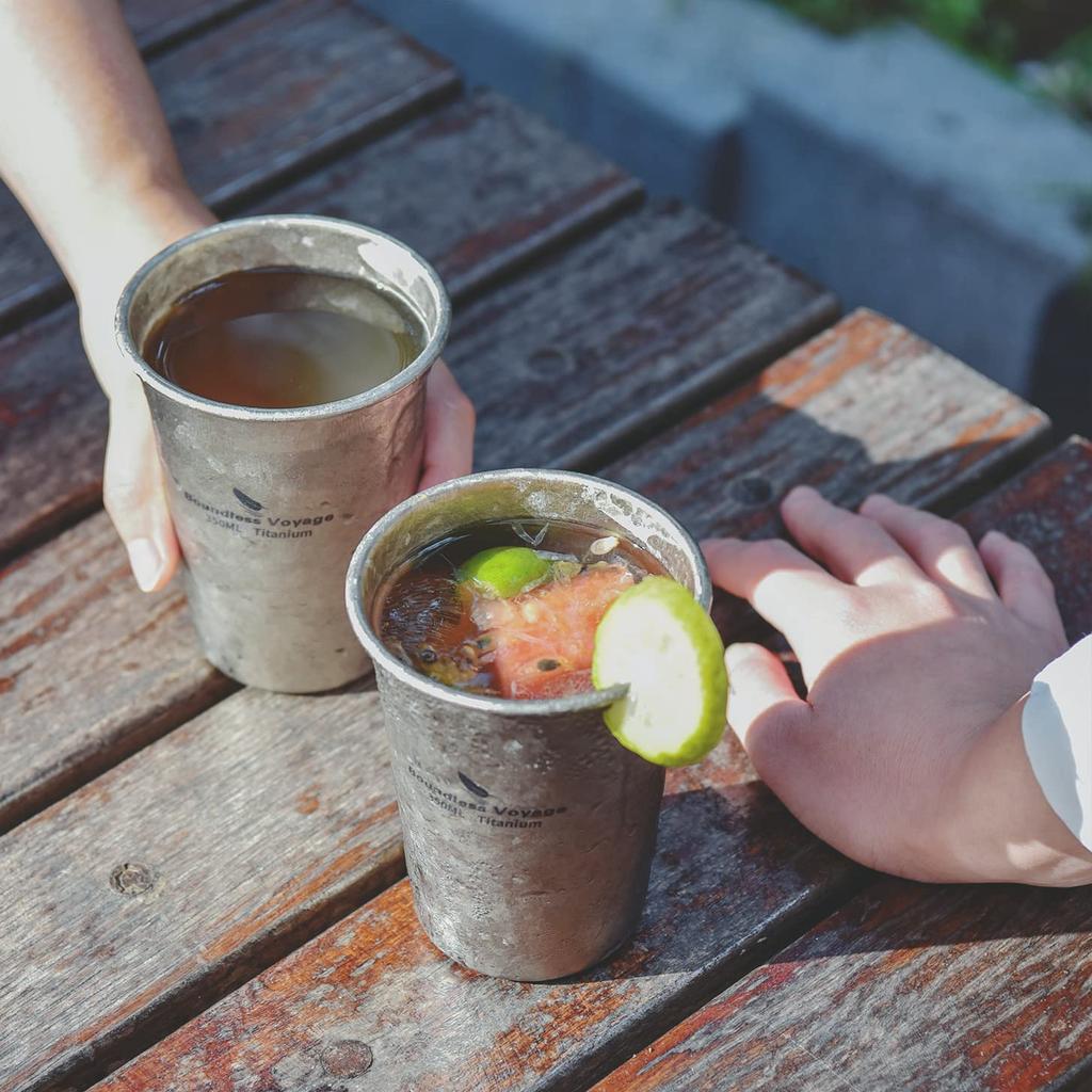 Boundless Voyage Titanium Beer Ideal for Outdoor and Lemon Sours Cup, 350ml, Tumbler, Cup, Lightweight, Rust-Resistant, Stackable, Activities,
