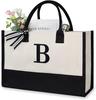 Large Capacity Tote Bag Fashion Canvas Totes Letters Flower Portable Beach Shoulder Shopping Casual Beach Bag Handbag