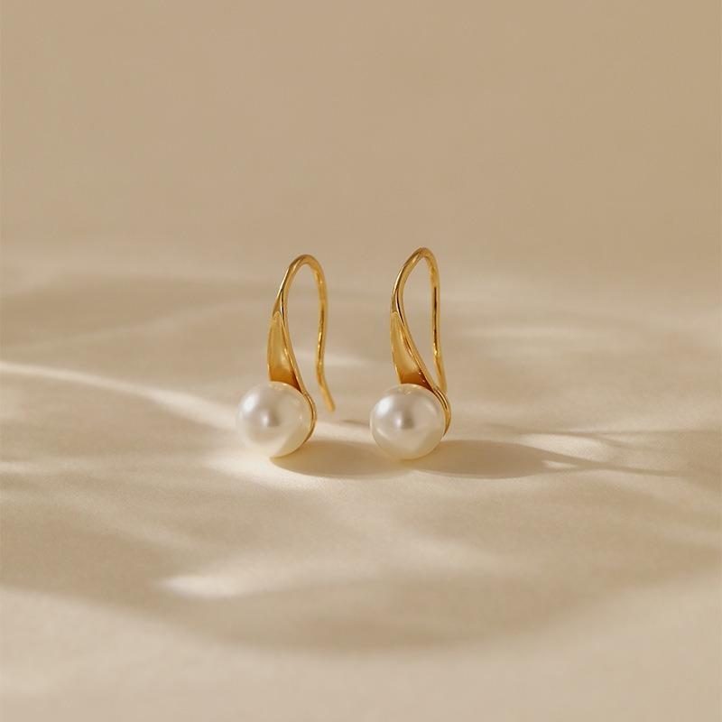 Gold Plated Matte Red Bead Drop Hook Earrings