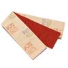 Kiryu-ori Affordable Half-Width Obi with Checkered Cherry Blossom Pattern, Made In Japan, Beige
