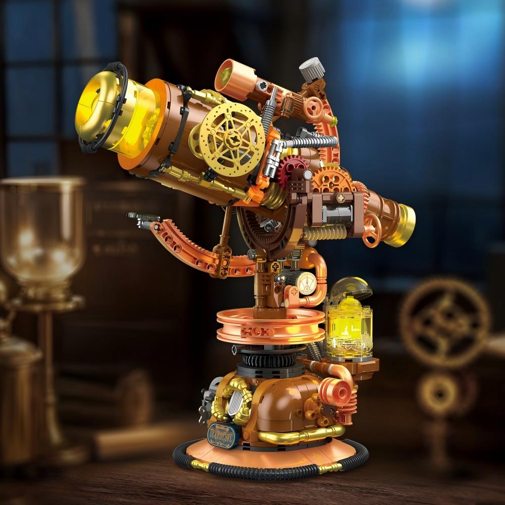 797PCS Steampunk Telescope Building Set - Victorian Sci-Fi Model with Gears & Brass Details, Diorama Gift for Adult Collectors