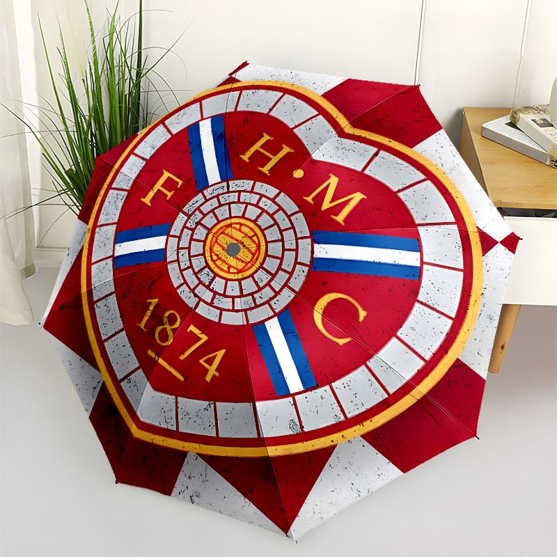 Heart of Midlothian F.C. (Hibs)- Automatic Opening and Closing, 8-rib Structure Portable Umbrella, Suitable for Men and Women in All Seasons