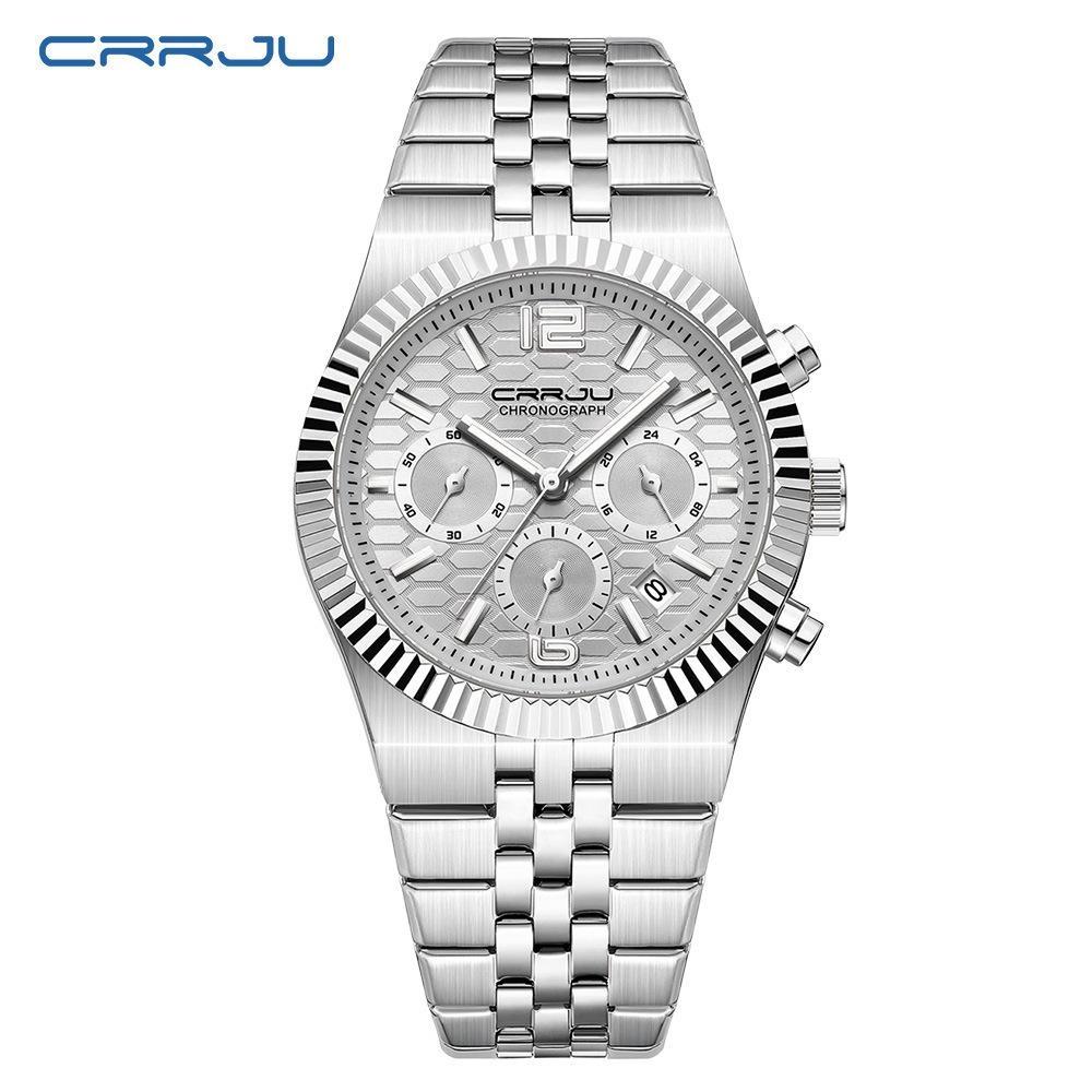 Fashion Business Mens Watches with Stainless Steel Waterproof Chronograph Quartz Watch for Men, Auto Date