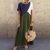 2023 Geometric Color Block Patchwork Long Summer Beach Dress